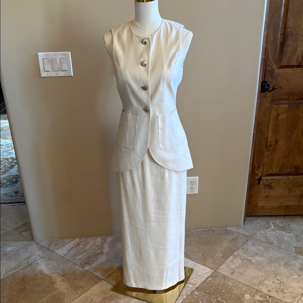 Beige Vest and Skirt co-ord set by MG Style for Antonio Melani at Dillards. - Picture 3 of 7